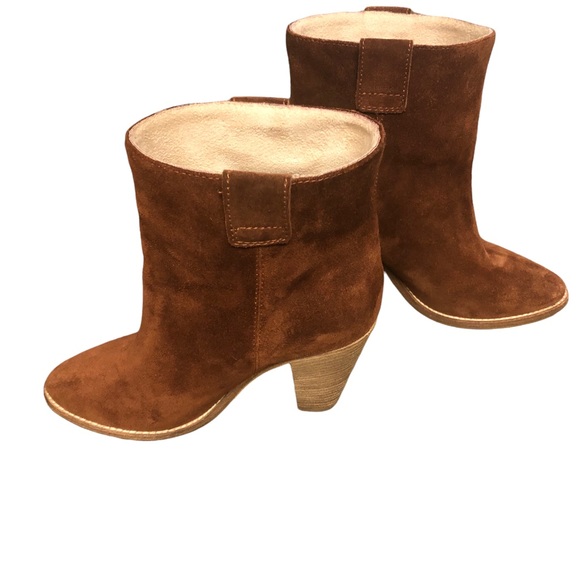 Aquatalia Shoes - Aquatalia Western Women’s Terracotta Suede Made in Italy Pull On Ankle Boots 7